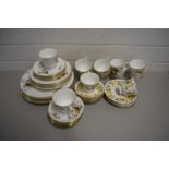 QUANTITY OF ROYAL WORCESTER FLORAL DECORATED TEA WARES TOGETHER WITH A QUANTITY OF QUEEN ANNE TEA