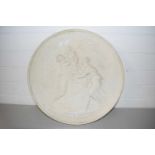 CIRCULAR COMPOSITION WALL PLAQUE DECORATED WITH CLASSICAL FIGURES