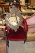 VICTORIAN VELOUR UPHOLSTERED BOW BACK CHAIR