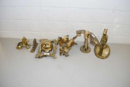 MIXED LOT: VARIOUS BRASS HORSES, BRASS PICTURE FRAME AND OTHER ASSORTED ITEMS