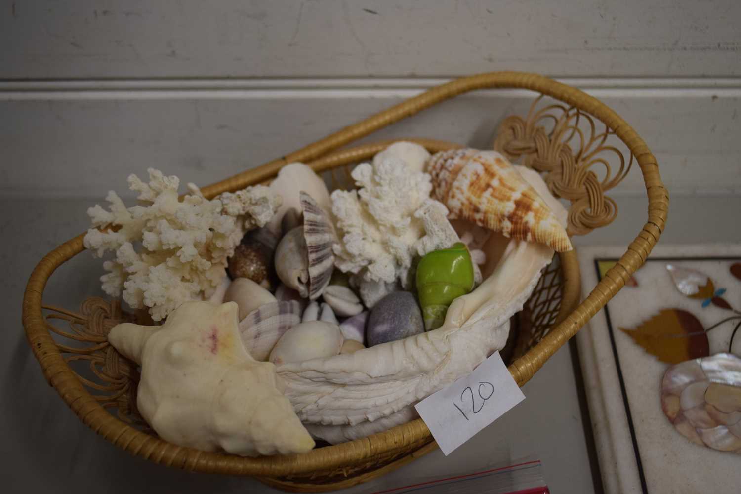 MIXED LOT, INLAID CHESS BOARD, VARIOUS SEA SHELLS ETC - Image 2 of 2