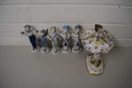 NAPLES PORCELAIN FIGURE OF A DANCING LADY TOGETHER WITH FIVE VARIOUS OTHERS (6)