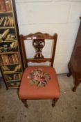 LATE VICTORIAN SIDE CHAIR WITH TAPESTRY UPHOLSTERED SEAT