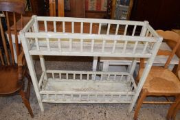 PAINTED WOODEN TWO TIER SHELF OR PLANT STAND
