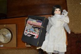 A BOX OF VARIOUS ASSORTED DOLLS AND OTHER ITEMS