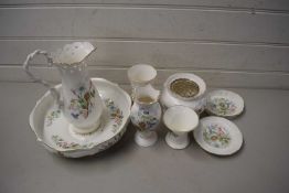 QUANTITY OF AINSLEY WILD TUDOR VASES, WASH BOWL AND JUG AND OTHER ITEMS