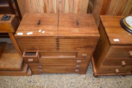ART DECO PERIOD HARDWOOD SEWING CABINET WITH DRAWERS AND STORAGE COMPARTMENT, 61 CM WIDE