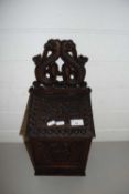 VICTORIAN WALL MOUNTED BOX WITH EXTENSIVE CARVED DETAIL MARKED "TB 1854"