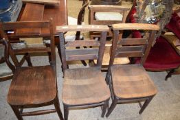 THREE VINTAGE CHAPEL CHAIRS AND ONE OTHER (4)