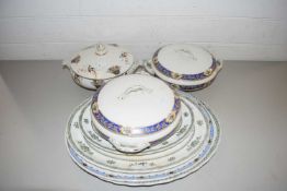 COLLECTION OF VARIOUS MEAT PLATES, COVERED VEGETABLE DISHES ETC