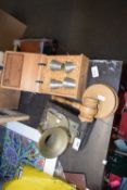 MIXED LOT COMPRISING A MUSICAL MODEL OF A GRAMOPHONE, A TURNED WOODEN GAVEL AND A CASED SWEDISH