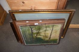MIXED LOT COMPRISING EARLY 20TH CENTURY OIL ON BOARD STUDY OF A RURAL TRACK TOGETHER WITH TWO