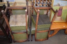 SET OF FOUR GREEN UPHOLSTERED DINING CHAIRS