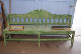 GREEN PAINTED PINE BENCH 198 CM LONG