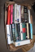 ONE BOX OF BOOKS TO INCLUDE BRUCE FORSYTH, DICKIE BIRD ETC