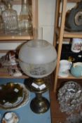 OIL LAMP WITH FROSTED GLASS SHADE