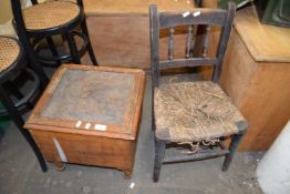RUSH SEATED CHAIR AND A COMMODE (2)