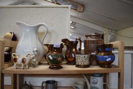 MIXED LOT TO INCLUDE A RANGE OF VICTORIAN COPPER LUSTRED JUGS