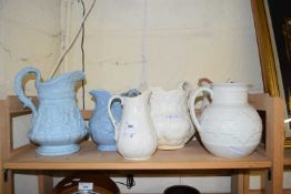 MIXED LOT: VARIOUS VICTORIAN JUGS TO INCLUDE RIDGWAY AND OTHERS