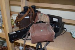 MIXED LOT: TO INCLUDE VINTAGE ROSS OF LONDON BINOCULARS, VINTAGE POLOROID CAMERA, BROWNIE CAMERA AND