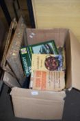 BOX OF VARIOUS ASSORTED BOOKS, PICTURE FRAMES ETC