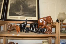 COLLECTION OF VARIOUS WOODEN MODEL ELEPHANTS