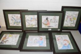 COLLECTION OF COMICAL DENTISTRY PRINTS MARKED "GAG BY JUDY DRAWN BY YOU"
