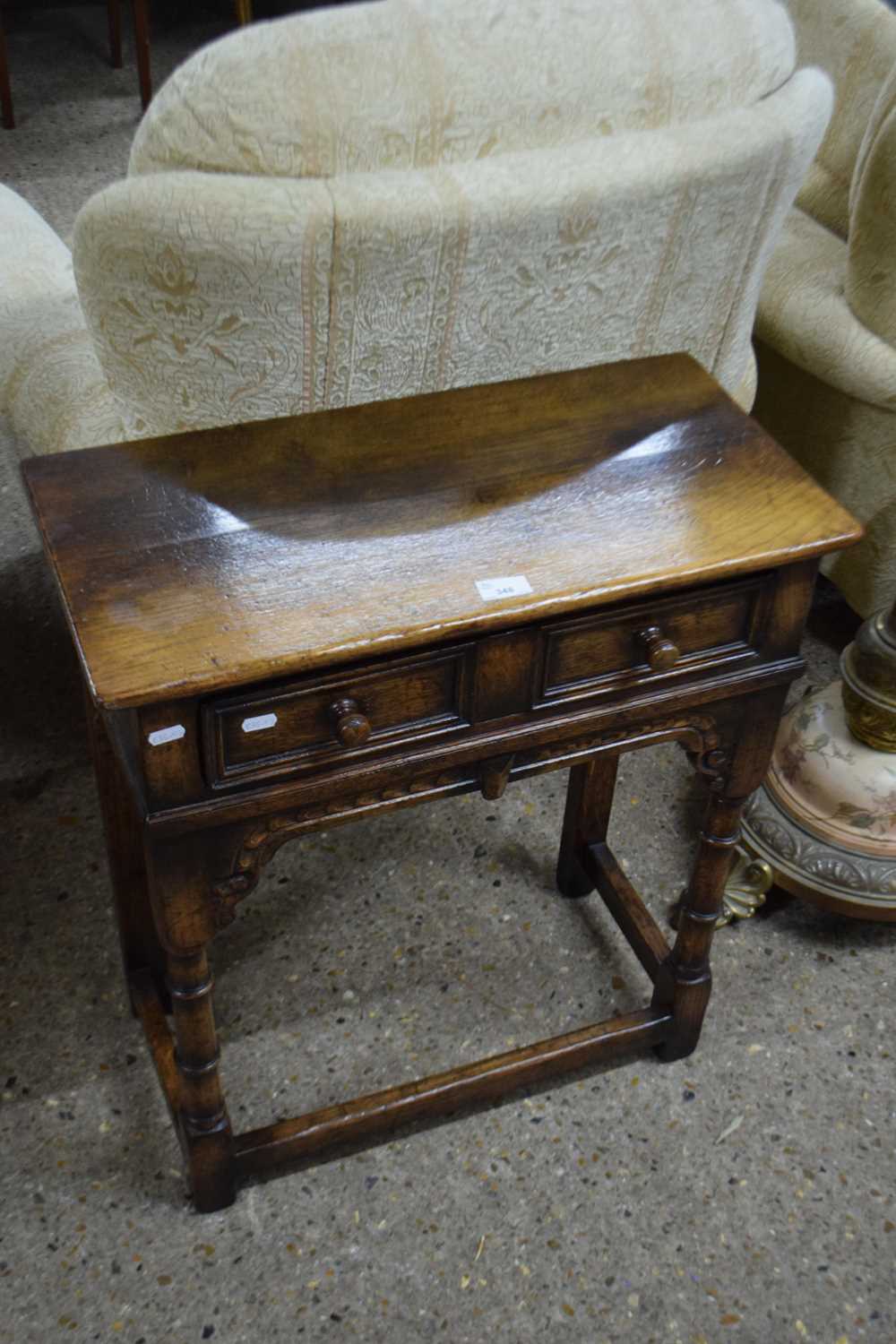 REPRODUCTION OAK SINGLE DRAWER SIDE TABLE, 61 CM WIDE