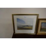 MICHAEL FAIRCLOUGH HADRIANS WALL/DUNSTANBOROUGH CASTLE COLOURED ETCHING, SIGNED IN PENCIL, FRAMED