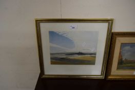 MICHAEL FAIRCLOUGH HADRIANS WALL/DUNSTANBOROUGH CASTLE COLOURED ETCHING, SIGNED IN PENCIL, FRAMED