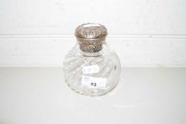 A SILVER TOPPED CLEAR GLASS DRESSING TABLE JAR