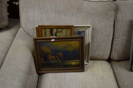 MIXED LOT: BETTY BOYES "FAR SIDE OF THE MOON" TOGETHER WITH TWO OIL ON BOARD STUDIES (3)