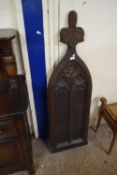 LARGE ANTIQUE CARVED OAK PEW END WITH GOTHIC END
