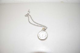 JOHN PERRY, NOTTINGHAM, EARLY 20TH CENTURY SILVER CASED POCKET WATCH WITH ACCOMPANYING CHAIN