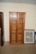 MODERN PINE GLAZED TWO DOOR BOOK CASE CABINET