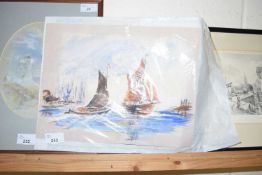 STUDY OF HARBOUR SCENES WITH BOATS, WATER COLOUR, UNSIGNED AND UNFRAMED