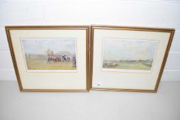 PAIR OF COLOURED PRINTS, NEWMARKET AND CHESTER RACECOURSES