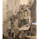 J Fudge (British, 19th Century), Two prints of Rouen, France, including the cathedral, lithograph,