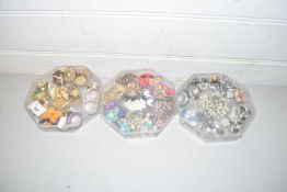 THREE SMALL BOXES OF COSTUME JEWELLERY
