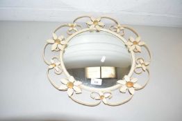 FLORAL DECORATED METAL FRAMED WALL MIRROR