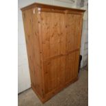 PINE DOUBLE DOOR WARDROBE, 117CM WIDE