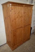 PINE DOUBLE DOOR WARDROBE, 117CM WIDE