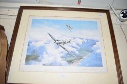 Robert Taylor (Amercan, 20th century), "Spitfire", chromolithograph, signed by Johnnie Johnson,
