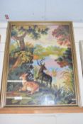 TAPESTRY PICTURE OF DEER IN A PARKLAND SETTING