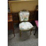 CABRIOLE LEGGED GILT WOOD FRAMED AND FLORAL UPHOLSTERED SIDE CHAIR