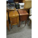 19TH CENTURY MAHOGANY BEDSIDE CABINET TOGETHER WITH A FURTHER 20TH CENTURY OAK BEDSIDE CABINET (2)