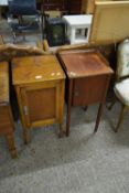 19TH CENTURY MAHOGANY BEDSIDE CABINET TOGETHER WITH A FURTHER 20TH CENTURY OAK BEDSIDE CABINET (2)