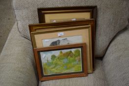 MIXED LOT: FOUR ASSORTED PICTURES TO INCLUDE ENGRAVINGS, STREET SCENES (4)