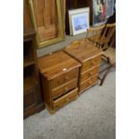 TWO PINE THREE DRAWER BEDSIDE CABINETS