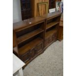 PAIR OF 20TH CENTURY OAK BOOKCASE CABINETS WITH CUPBOARD BASES, 84 CM WIDE